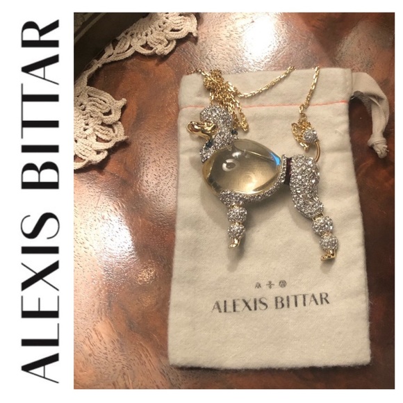 Alexis Bittar Jewelry - ALEXIS BITTAR Lucite & Crystal Jelly Belly Poodle Pin Necklace